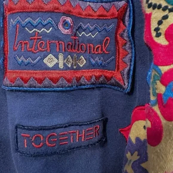 Vintage 80s Together Lightweight Jacket Cotton Slate Blue MultiColor large - Picture 5 of 6